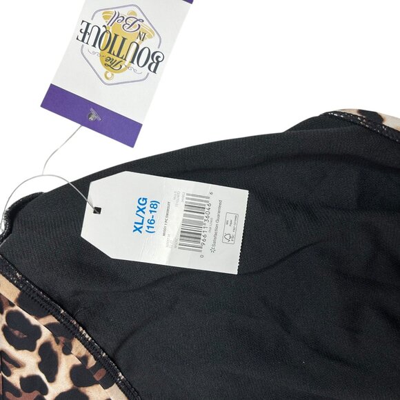 NWT Time And Tru Womens XL Leopard Print One Piece Halter Swimsuit Open Back - Picture 7 of 16
